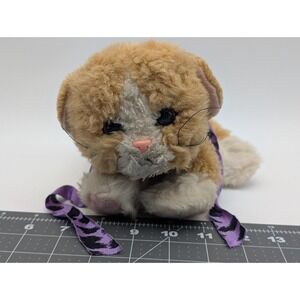 Tyco Kitty Kitty Kittens Rattle Plush Purple Collar Bow READ Stuffed Animal Toy